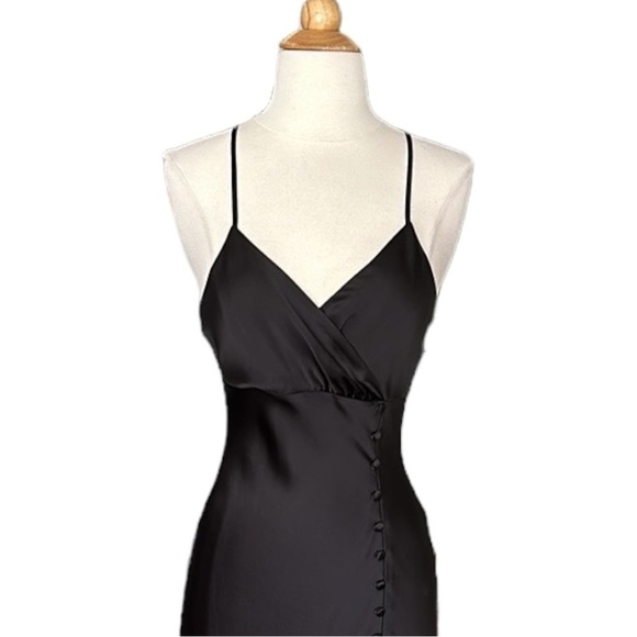 ZARA Black Slip Dress Satin Effect Dark Romance Dress, Size XS - Picture 4 of 16